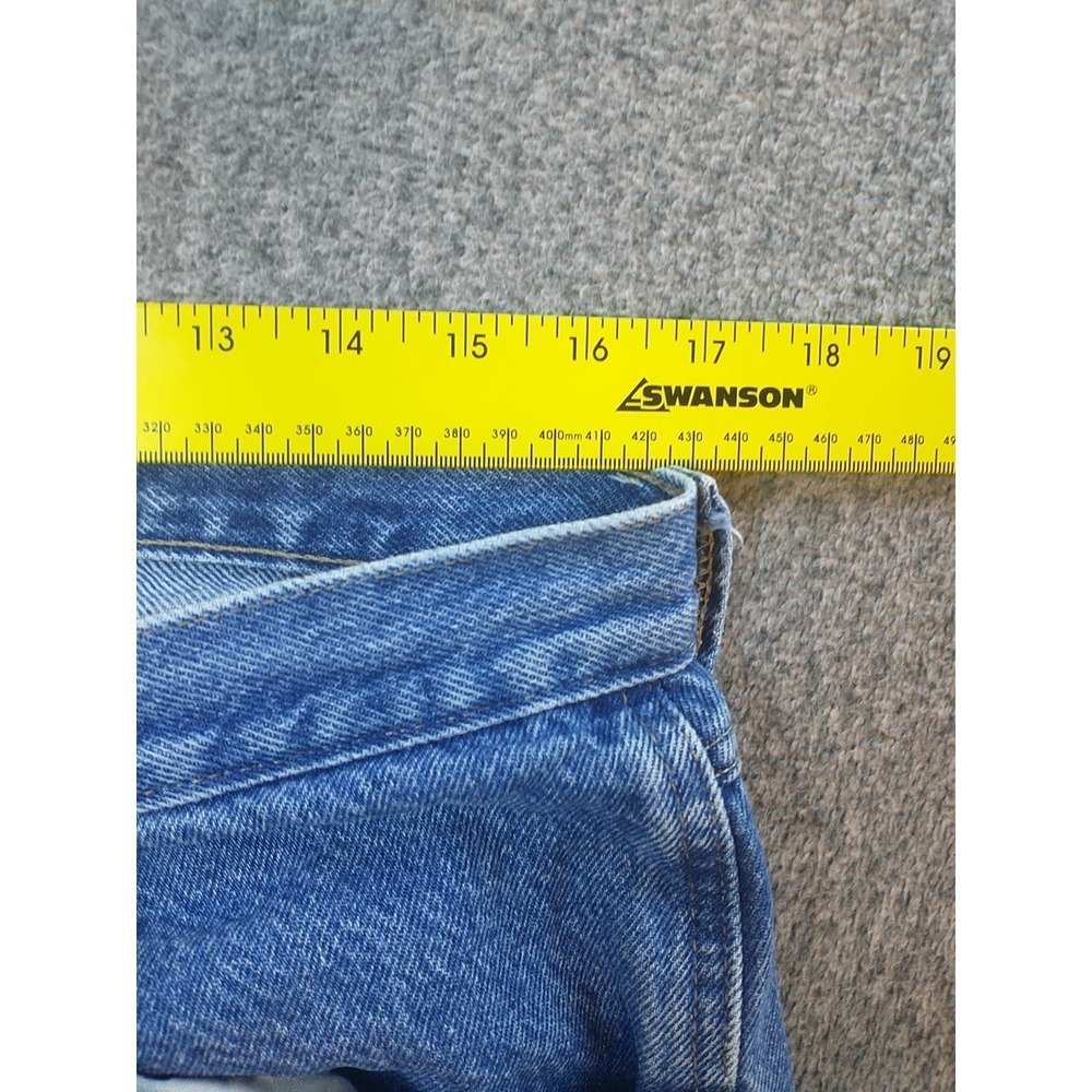 Wrangler 96501DS Mens Blue Denim Straight Leg Regular Fit Jeans 34x29 Distressed - Picture 13 of 16